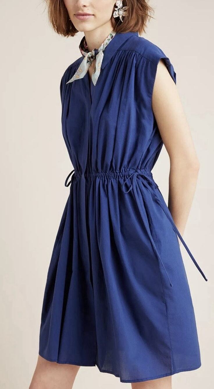 Gibson x Lili Wang Shirtdress Drawstring Waist Cotton Size S